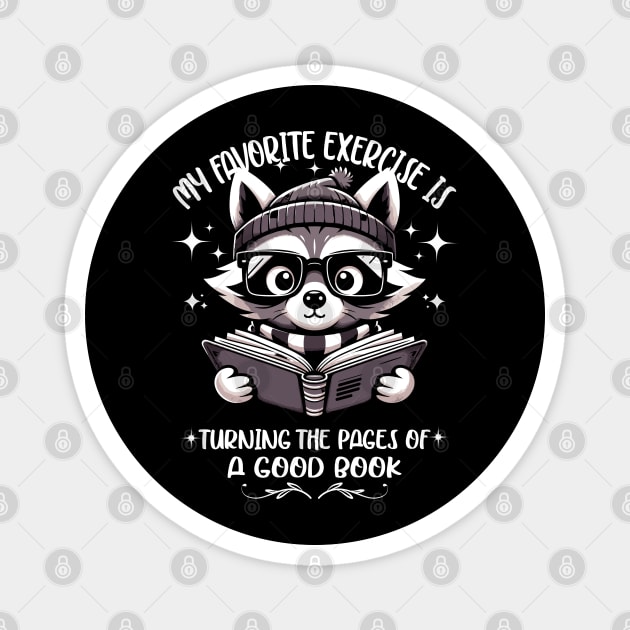 Funny Raccoon Reading Book for Bookworm and Book Lover Magnet by JessArty